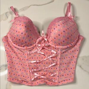 Donna Loren Gold Label Pink Polka Dot Corset Bralett top
